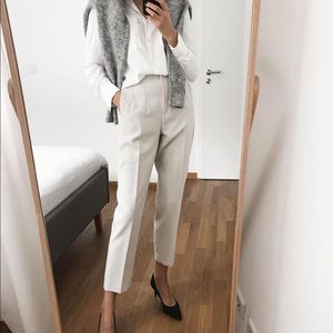 Zara ecru cropped tailored trousers